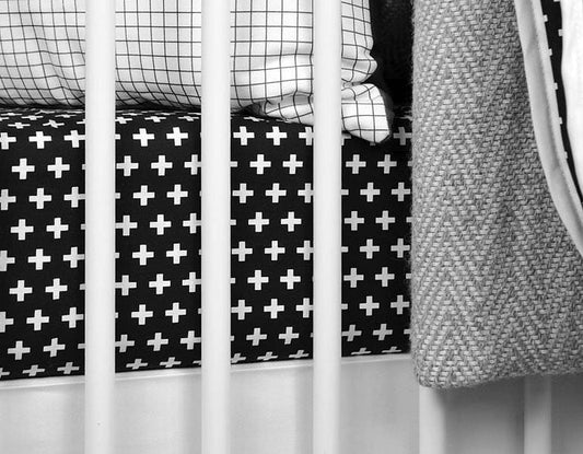 Olli + Lime Crib Sheet - Cross Black - CSBK14