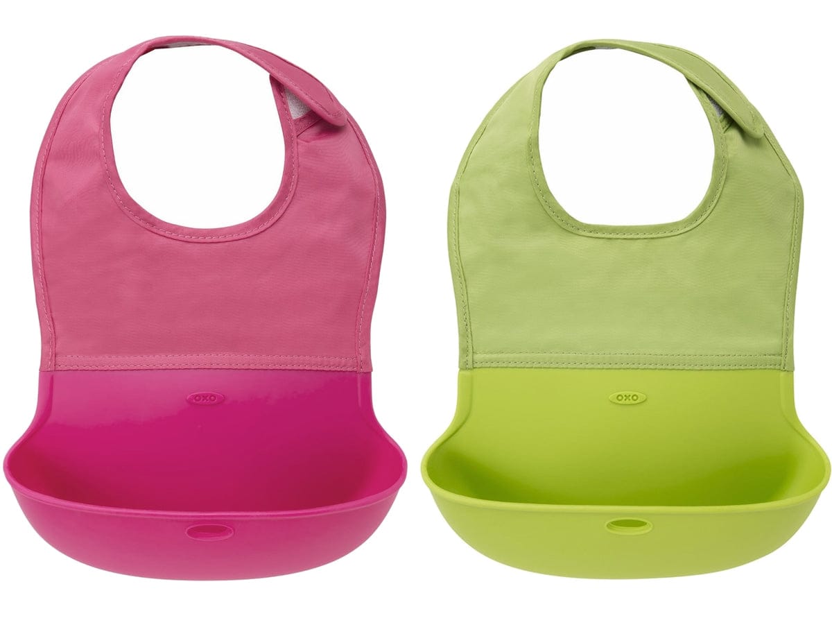 OXO Tot Roll-Up Bib, 2-Pack - Pink/Green - 6185901