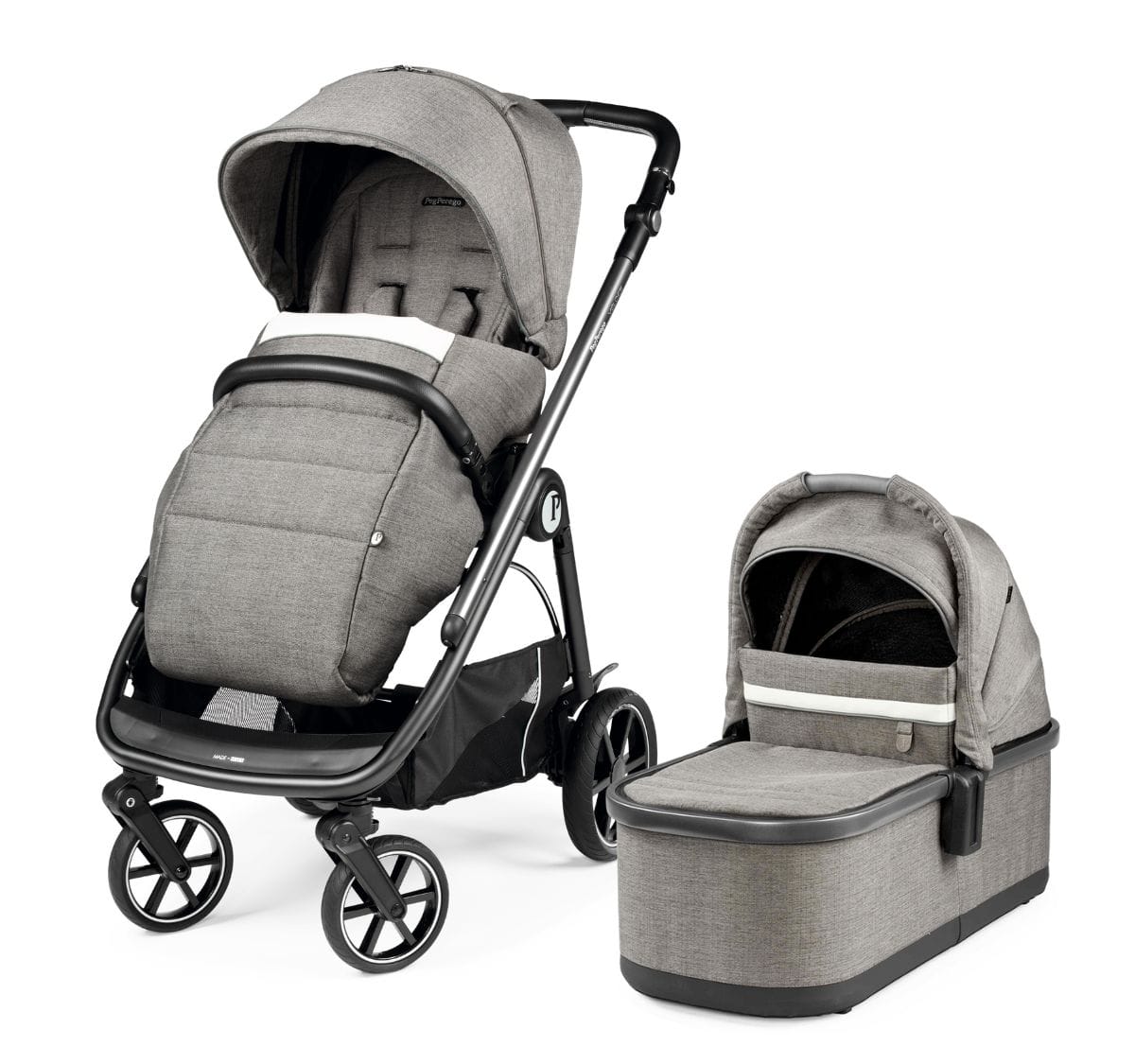 Peg Perego Veloce Stroller + Bassinet Bundle - City Grey - IP2600NA00BA53PL00-IN0800NA01BA53