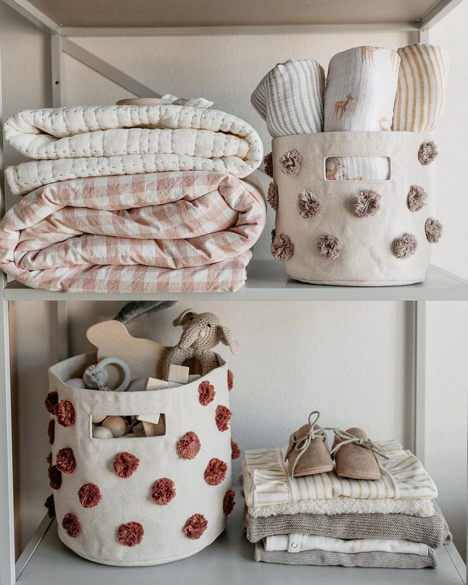 Petit Pehr Pom Pom Basket - Pint - Mauve - pppt26
