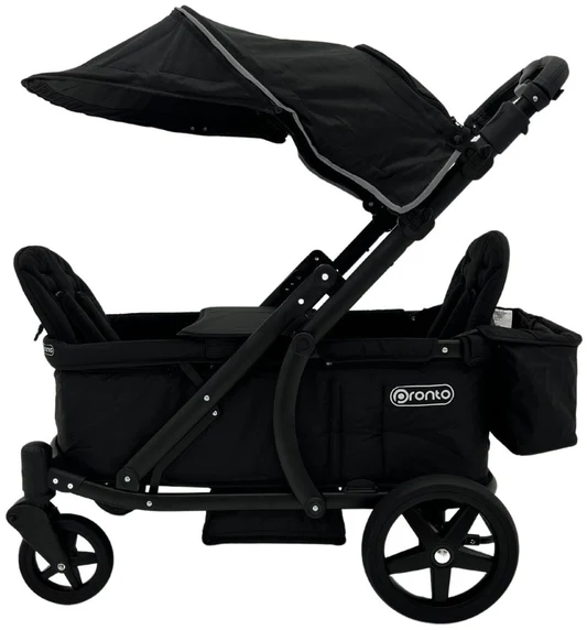 Pronto Squared (2 Seater) Stroller Wagon - Black Frame / City Black (Albee Exclusive) - PRO2BK-CB