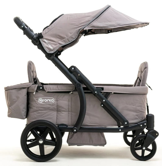 Pronto Squared (2 Seater) Stroller Wagon - Black Frame / Cloud Grey - PRO2BK-CG