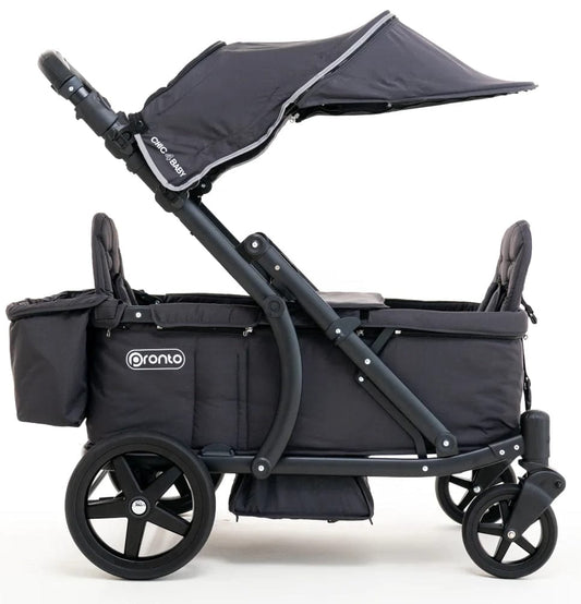 Pronto Squared (2 Seater) Stroller Wagon - Black Frame / Space Grey - PRO2BK-SG