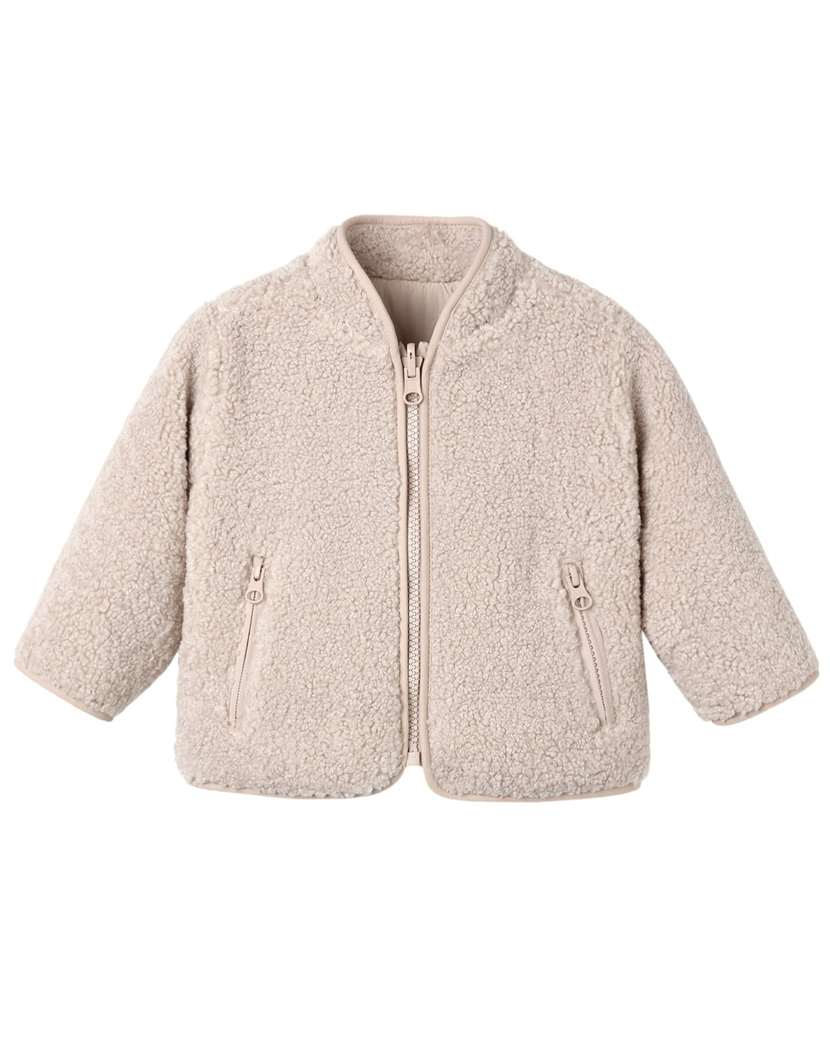 Quincy Mae Shearling Zip Jacket - Rose Water - 12-18M