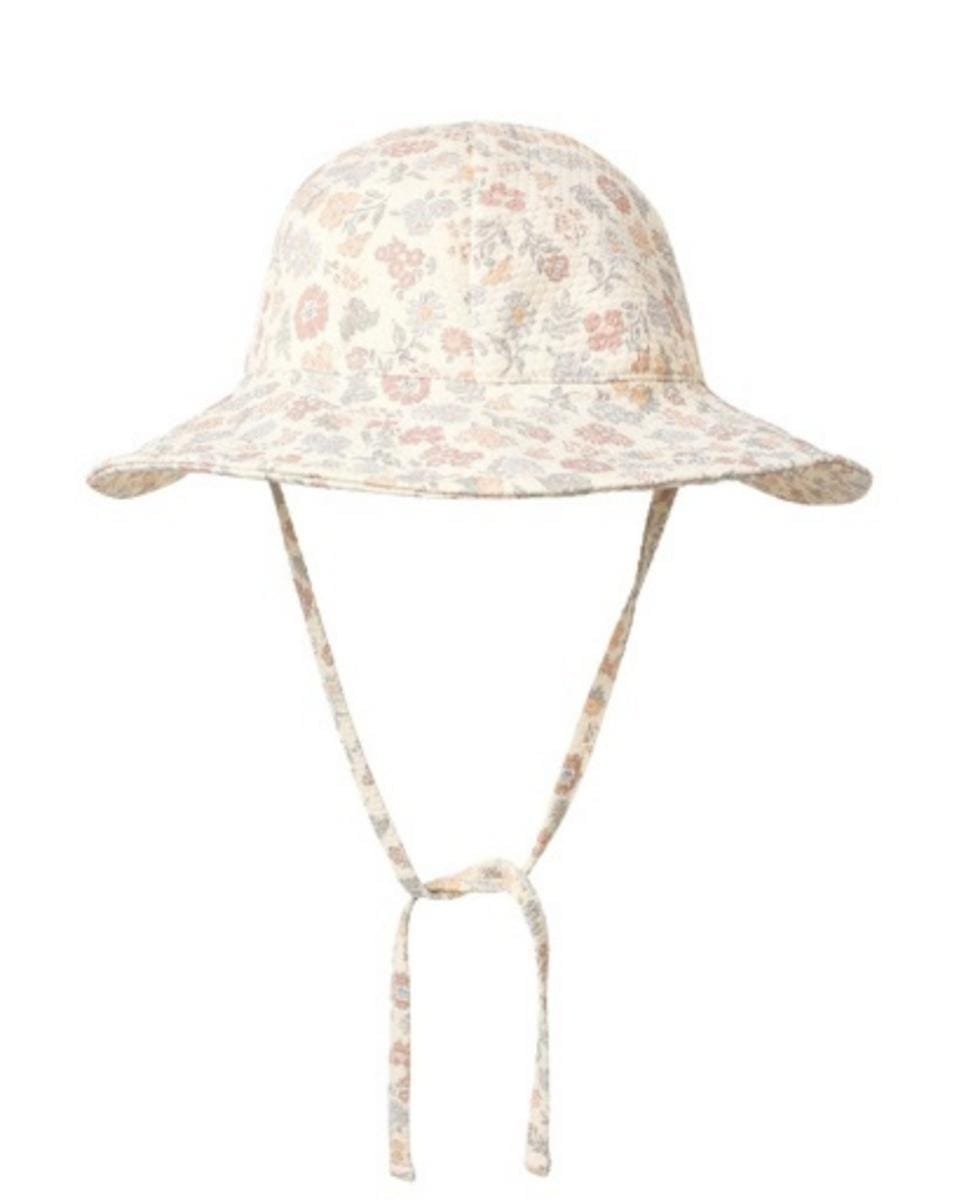 Quincy Mae Sun Hat Vintage Floral - Natural, 0-6M
