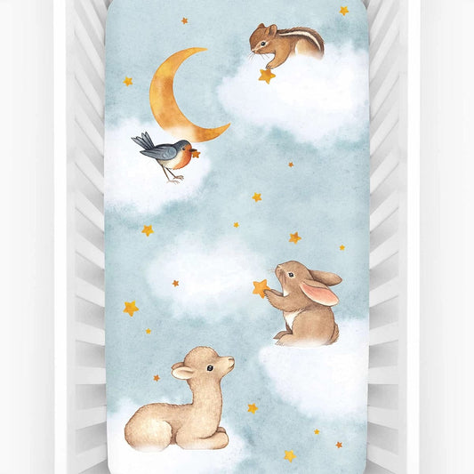 Rookie Humans Cotton Sateen Crib Sheet - Goodnight Wonderland - NINA002