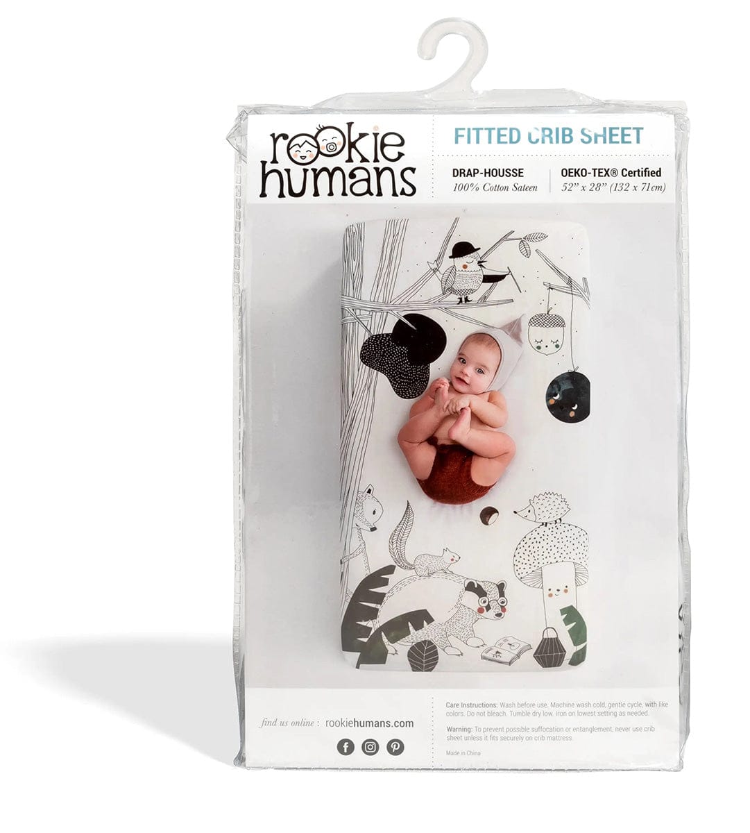 Rookie Humans Cotton Sateen Crib Sheet - Woodland Dreams - SWANTJE004