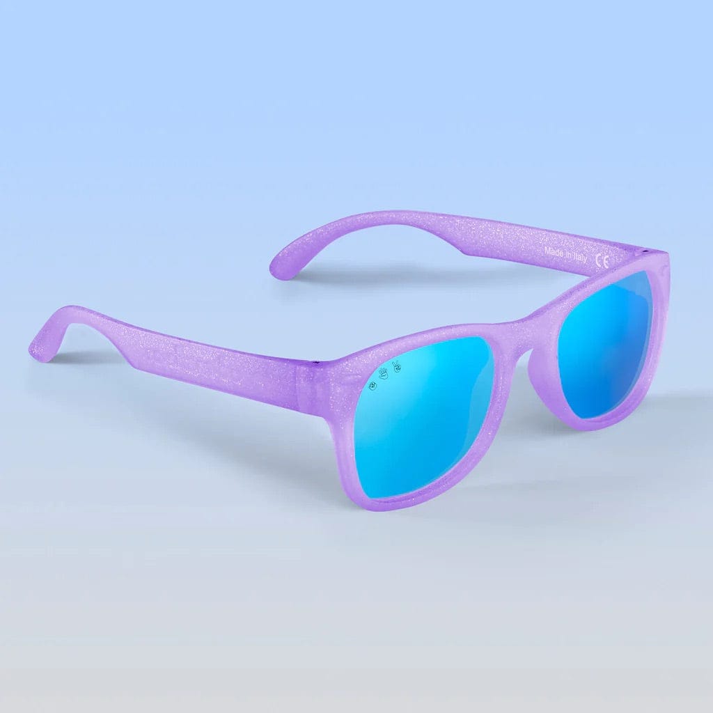 Roshambo Eyewear Polarized Toddler Sunglasses - Punky Brewster - Lavender Glitter / Mirrored Blue (2-4 years) - T-M-B-PUNKY-GLITTER