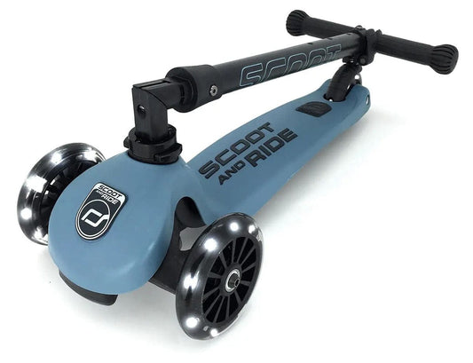 Scoot & Ride HighwayKick3 LED Scooter - Steel - SRUS-HWK3-STEEEL