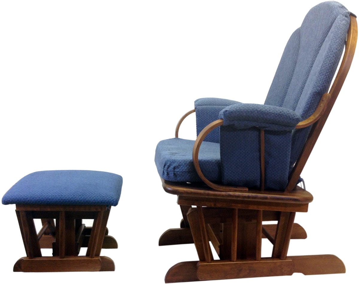 Shermag Glider Rocker and Ottoman - Corduroy Blue - 07023CC-86-369
