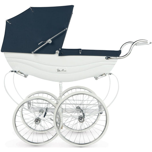 Silver Cross Balmoral Classic Pram - White & Navy - SX639-US