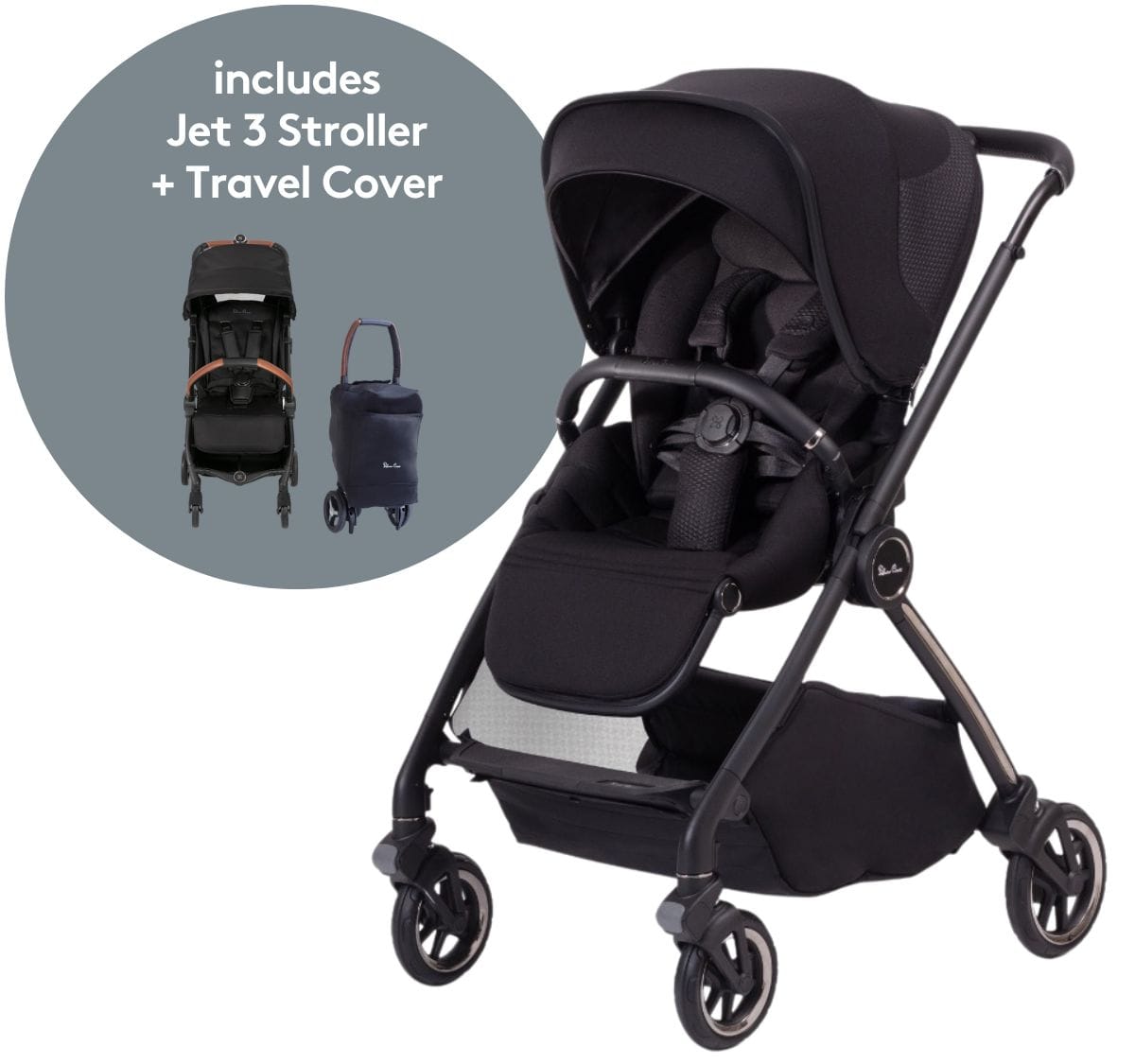 Silver Cross Dune & Jet 3 Stroller Bundle - Space / Black - SX2268-SPUS-SX2275-BKUS