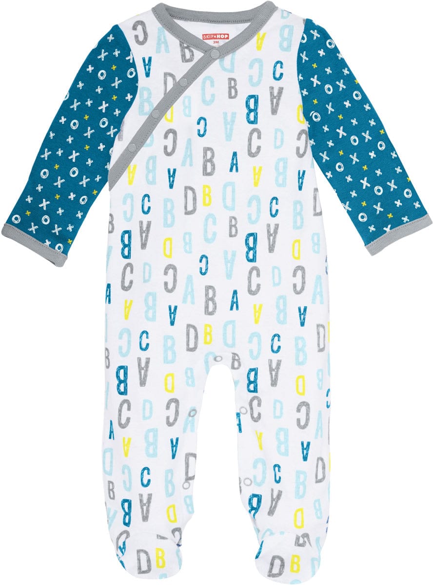 Skip Hop ABC-123 Side Snap Footie - Blue (3 Months) - 279410-3M