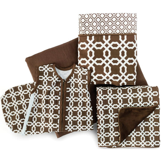 Skip Hop Complete Sheet 4 Crib Piece Set - Chocolate Lattice - 276521