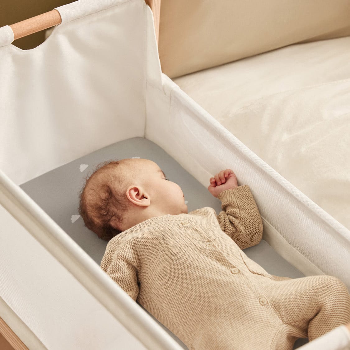 Snuz Bassinet Fitted Sheets, 2 Pack - Grey/Cloud - USBD028BP