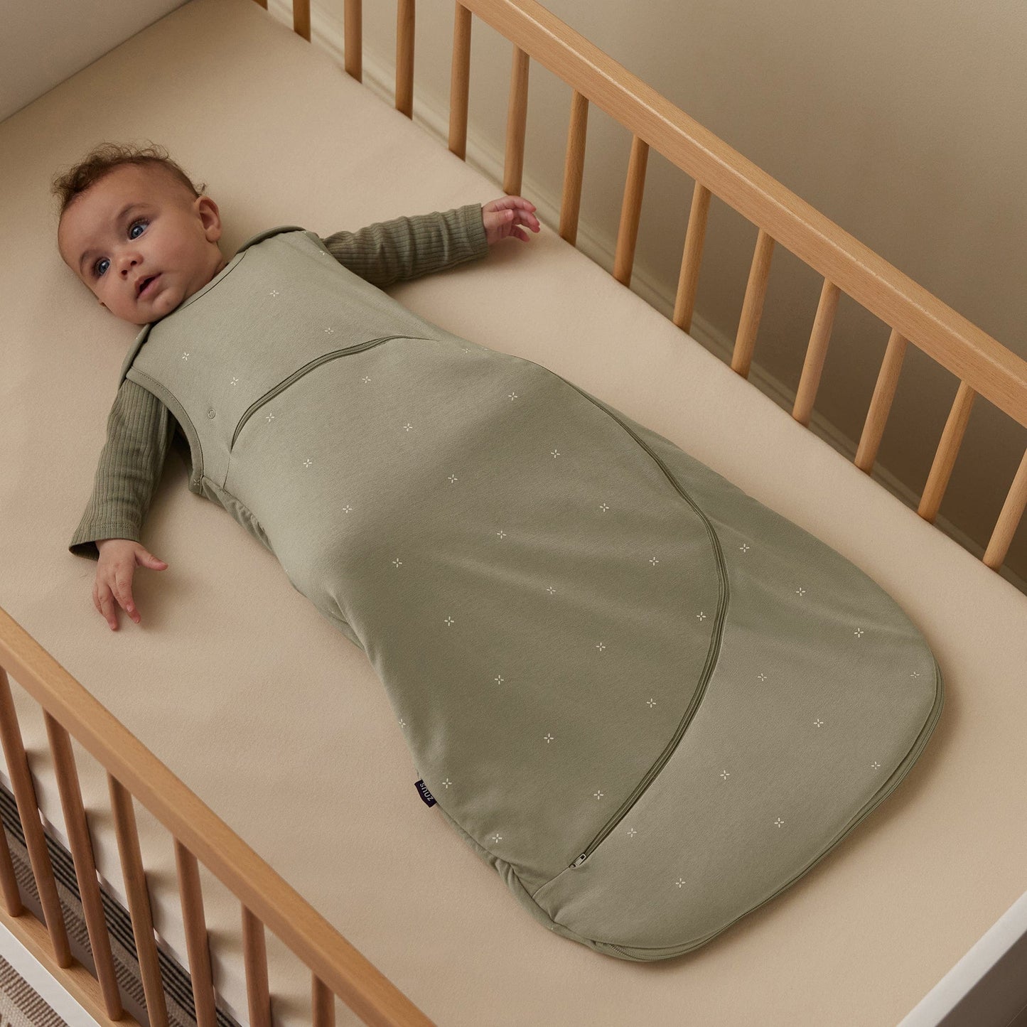 Snuz SnuzPouch Sleeping Bag, 2.5 TOG - Sage/Cross (0-6 months) - USSW008BF