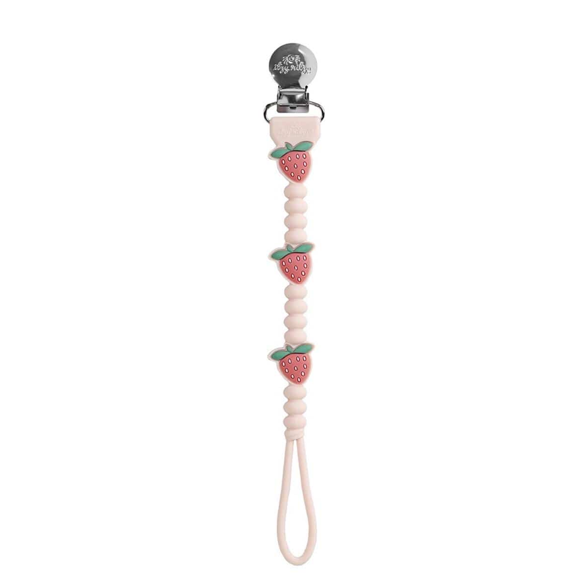 Itzy Ritzy Sweetie Strap Plus Silicone Pacifier Clip - Strawberry Bead - 705101560