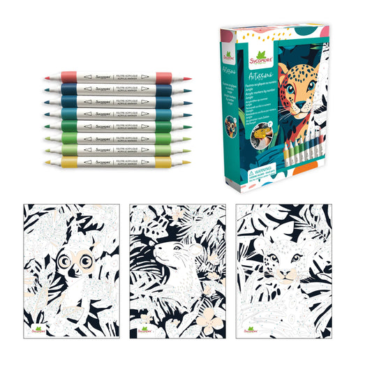 Speedy Monkey Artissimo - S Acrylic Markers By Numbers – Jungle - CREA076