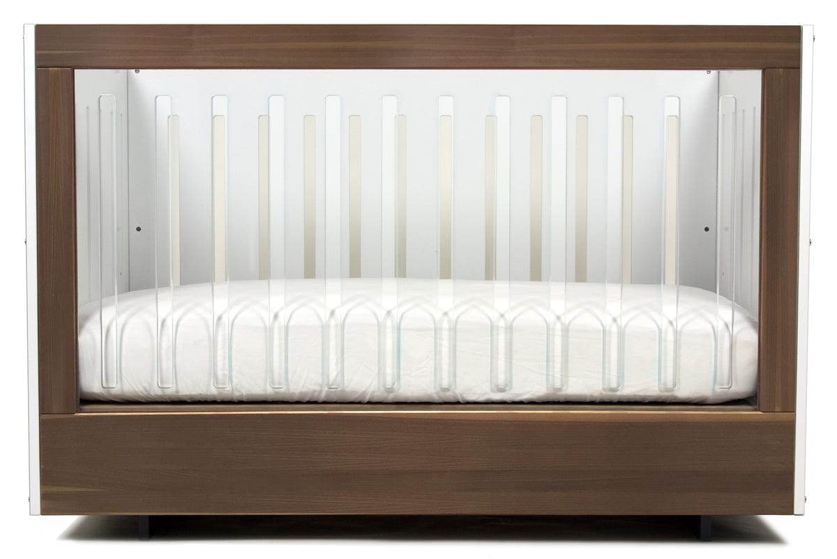 Spot On Square Roh Crib - White/Walnut - 1 Side Acrylic - RC13001-WW1