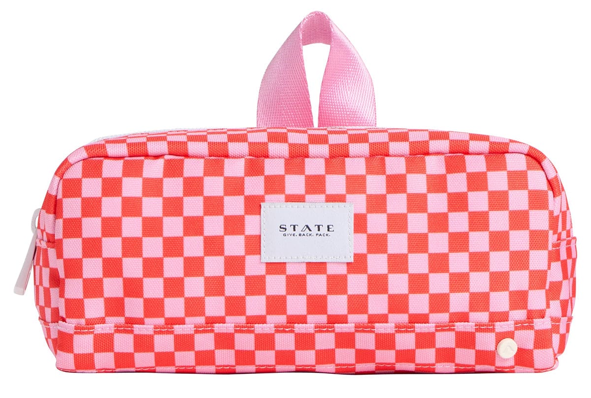 State Bags Clinton Pencil Case - Strawberry Check - F2383329693
