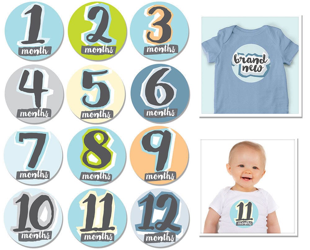 Sticky Bellies Hello, Baby Stickers - Newborn to 12 Months - Boy - 362