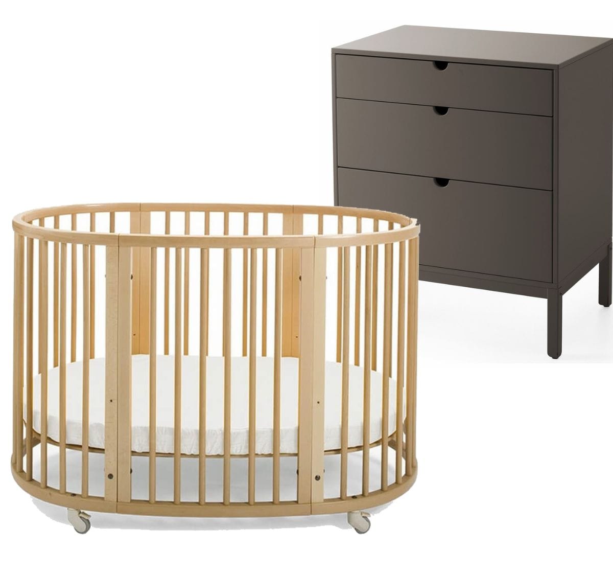 Stokke Sleepi Crib + Home Dresser Bundle - Natural / Hazy Grey - 104301-440502