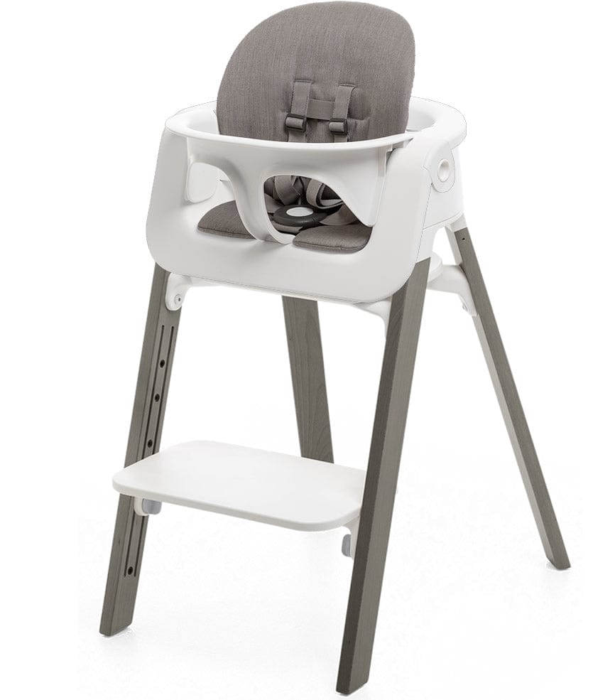 Stokke Steps Chair + Cushion (No Tray) - White/Hazy Grey/Greige - STHCCSHNOTRY-WHTHZYGRYGRGE