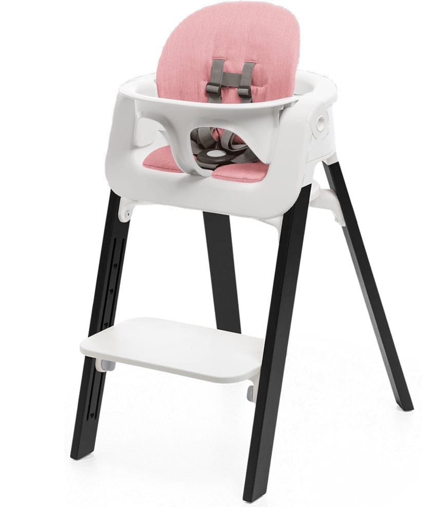 Stokke Steps Chair + Cushion (No Tray) - White/Oak Black/Pink - STHCCSHNOTRY-WHTOAKBLKPINK