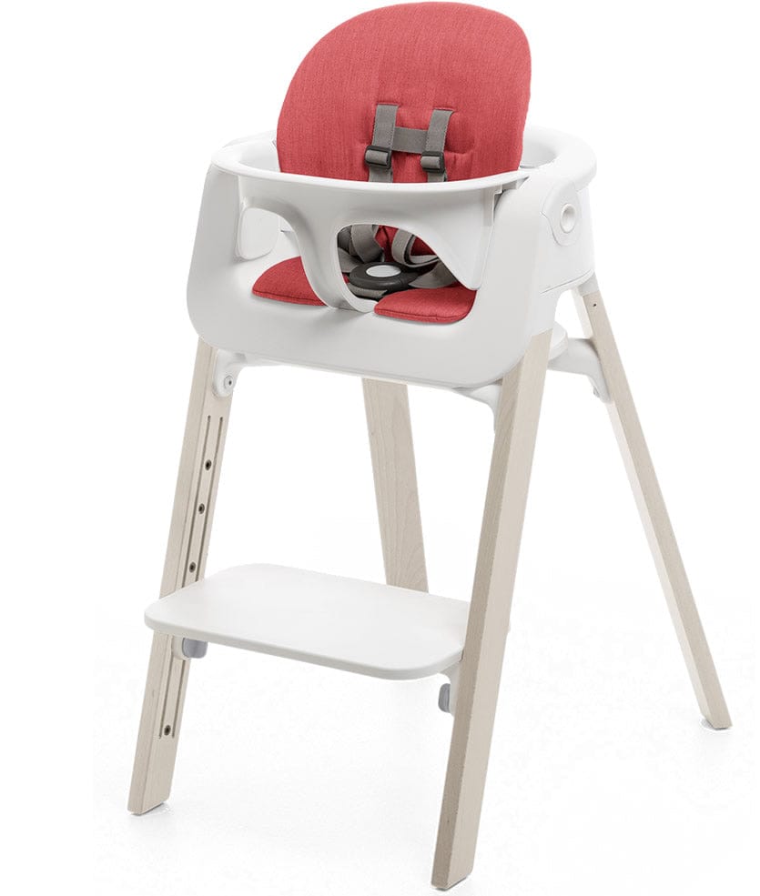 Stokke Steps Chair + Cushion (No Tray) - White/Whitewash/Red - STHCCSHNOTRY-WHTWSHRED