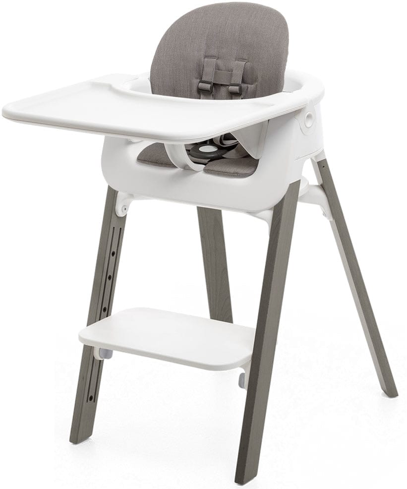 Stokke Steps Complete High Chair with Cushion - White/Hazy Grey/Greige