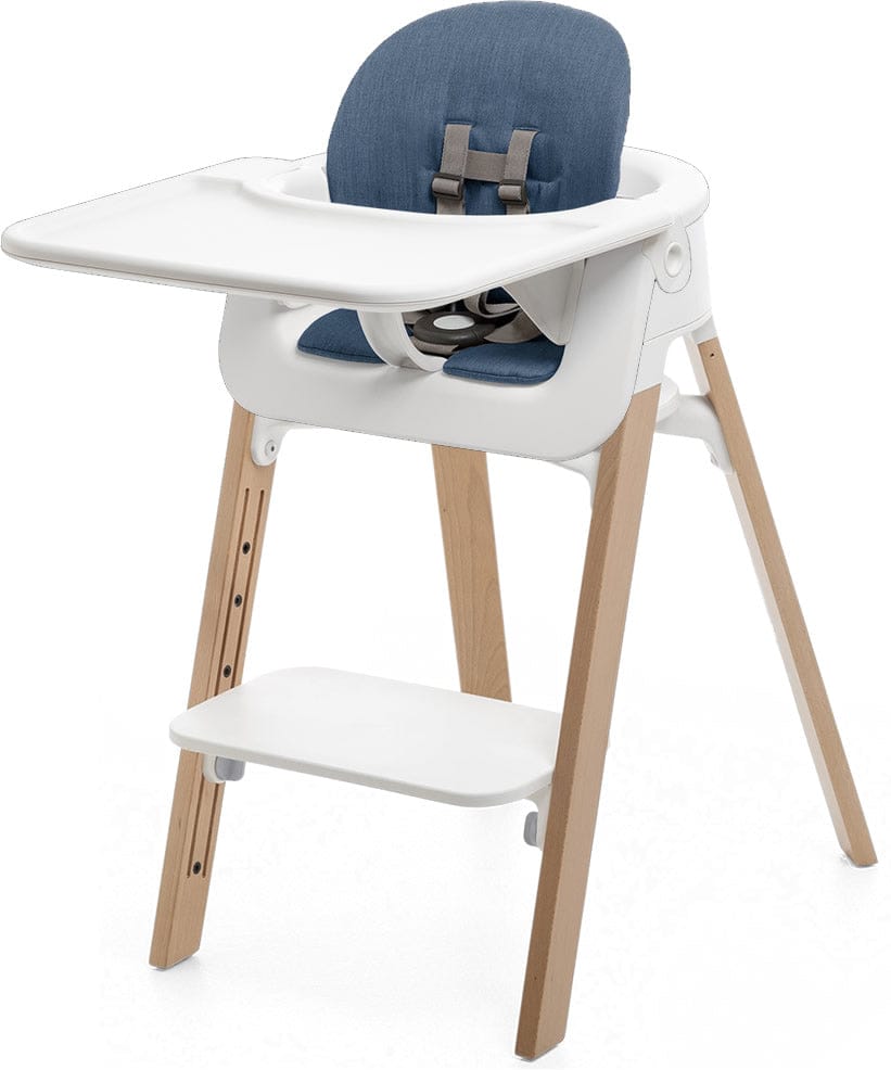 Stokke Steps Complete High Chair with Cushion - White/Natural/Blue