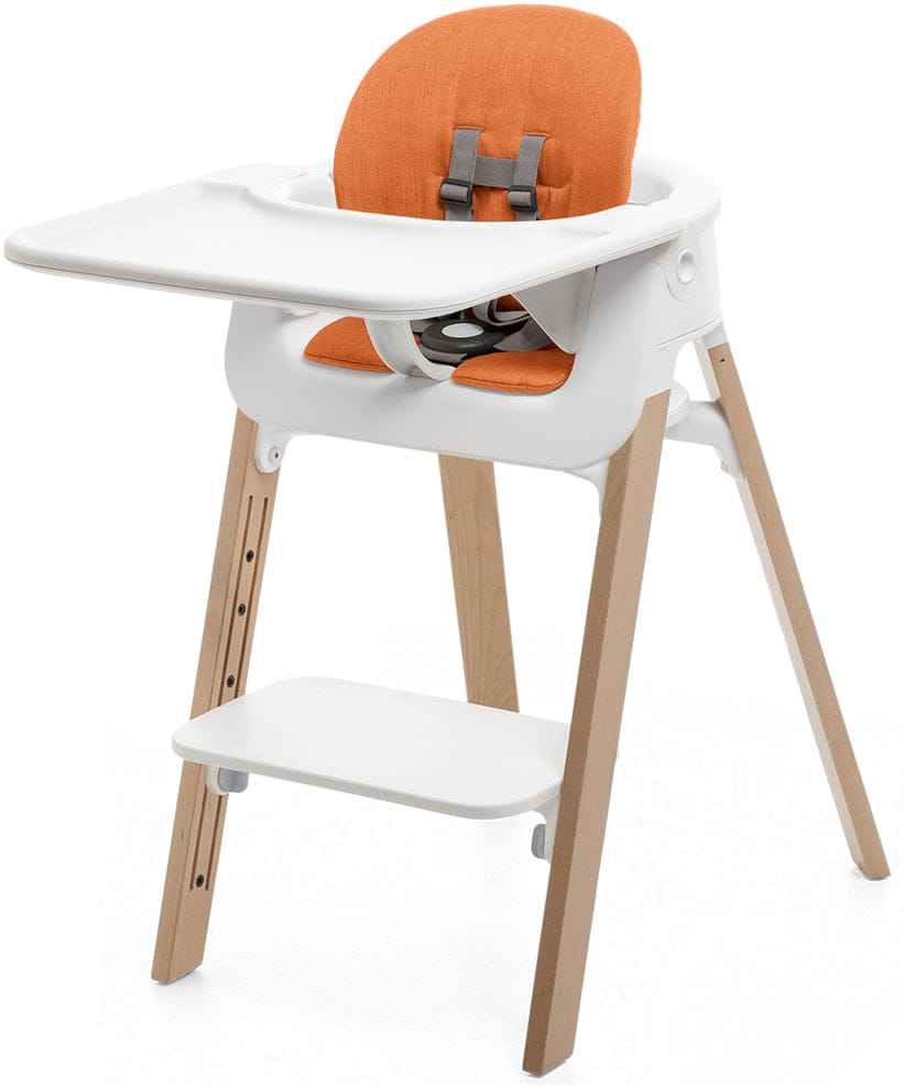 Stokke Steps Complete High Chair with Cushion - White/Natural/Orange