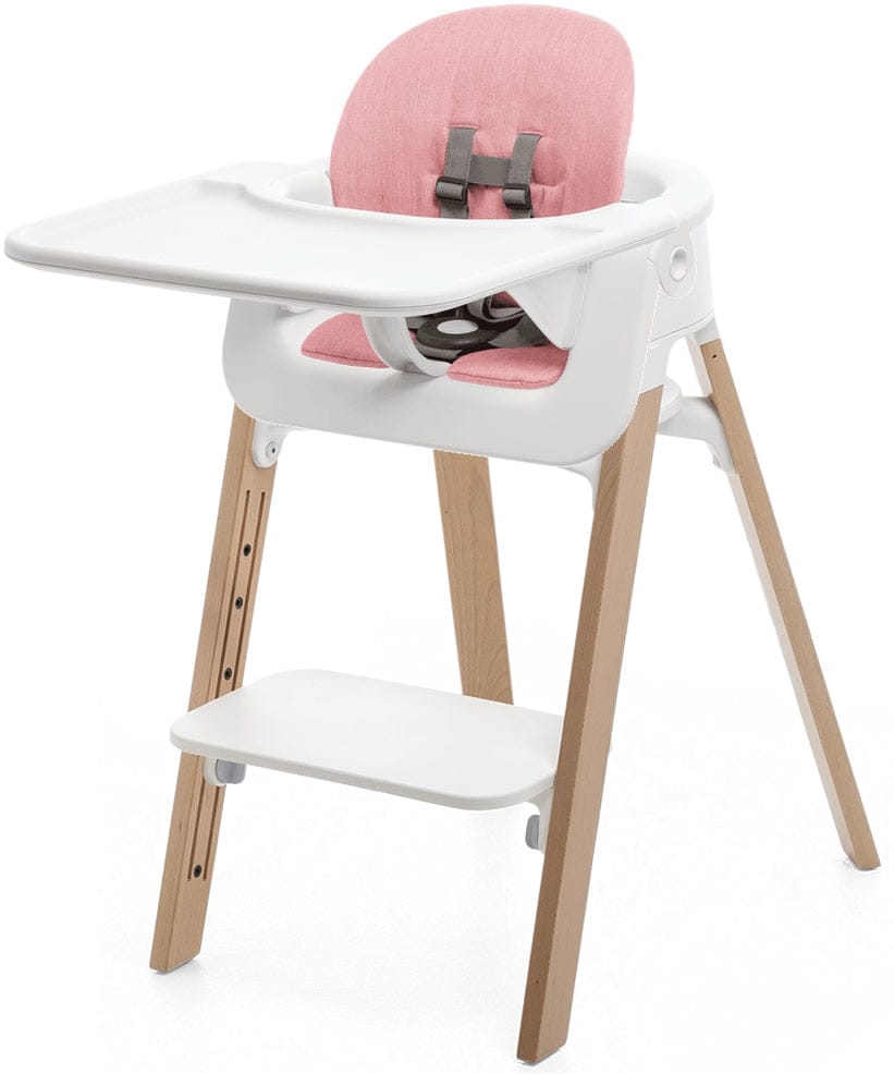 Stokke Steps Complete High Chair with Cushion - White/Natural/Pink