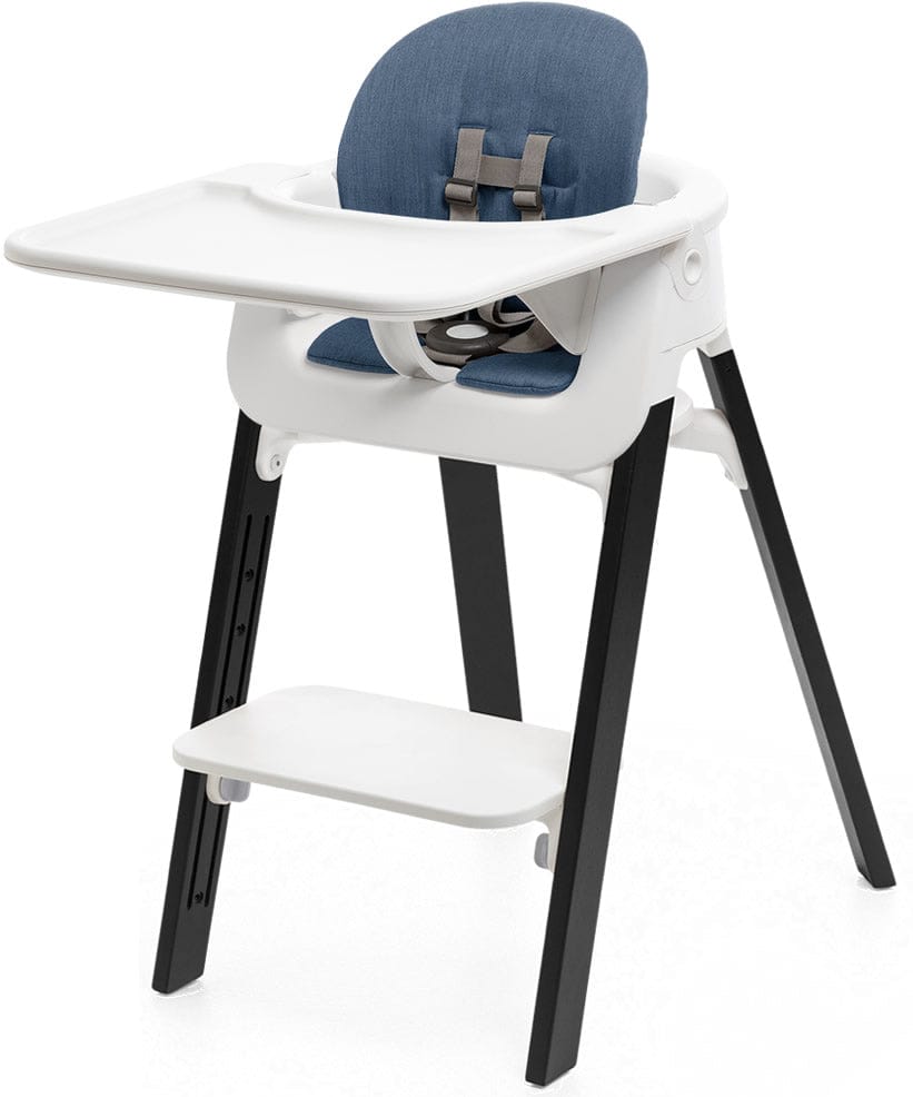 Stokke Steps Complete High Chair with Cushion - White/Oak Black/Blue