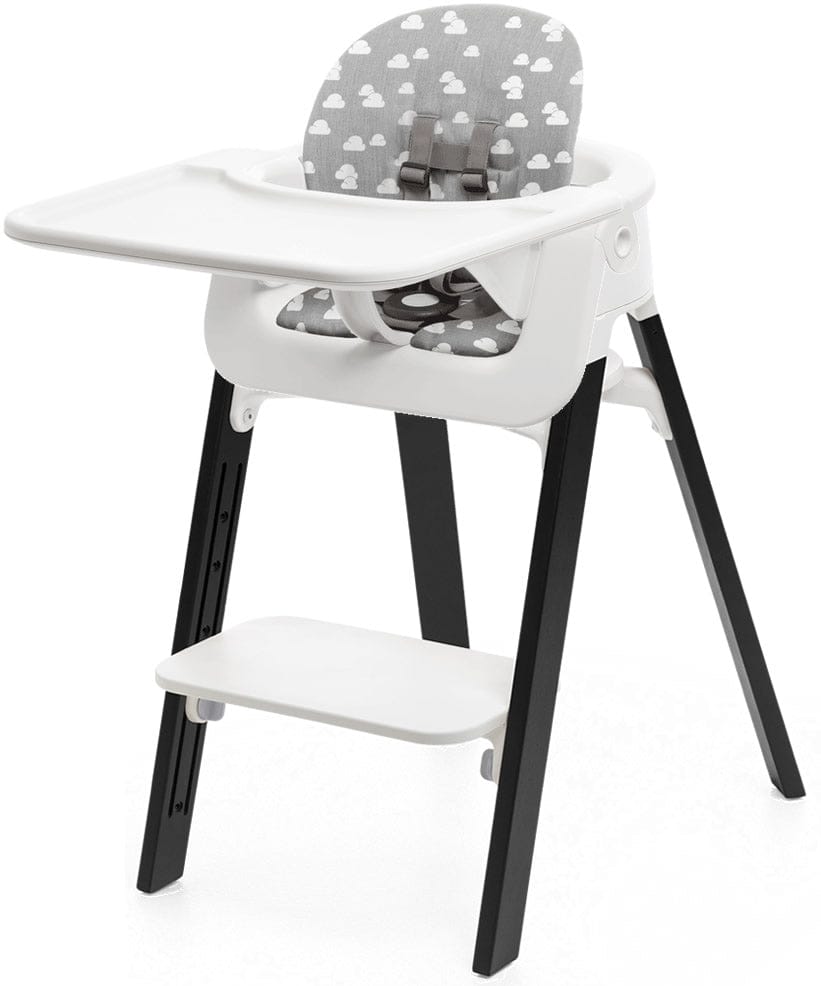Stokke Steps Complete High Chair with Cushion - White/Oak Black/Grey Clouds
