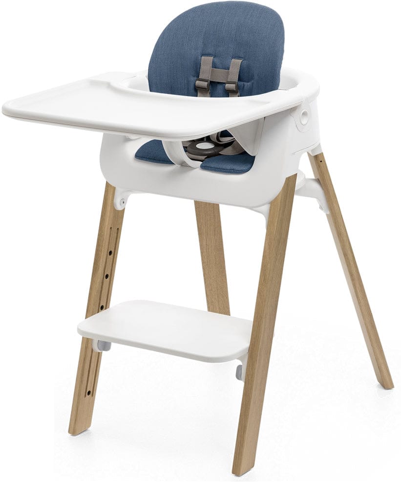 Stokke Steps Complete High Chair with Cushion - White/Oak Natural/Blue
