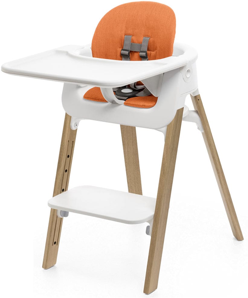Stokke Steps Complete High Chair with Cushion - White/Oak Natural/Orange