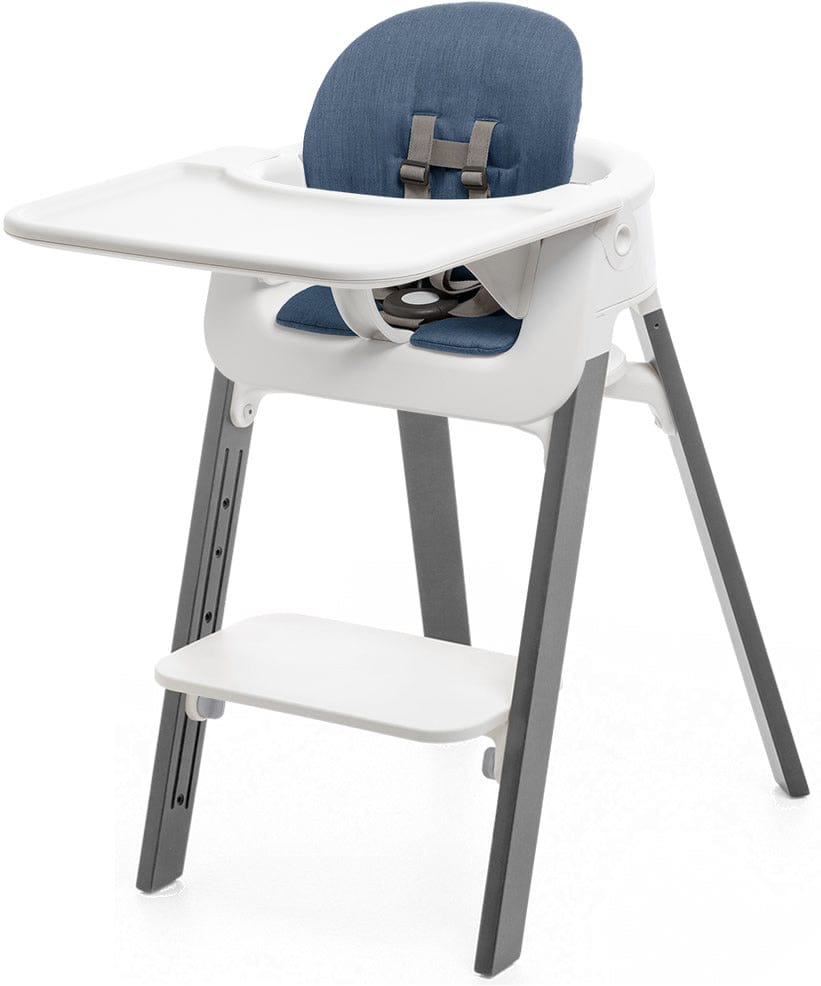 Stokke Steps Complete High Chair with Cushion - White/Storm Grey/Blue