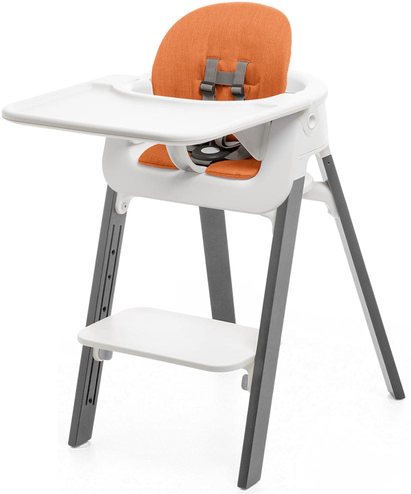 Stokke Steps Complete High Chair with Cushion - White/Storm Grey/Orange