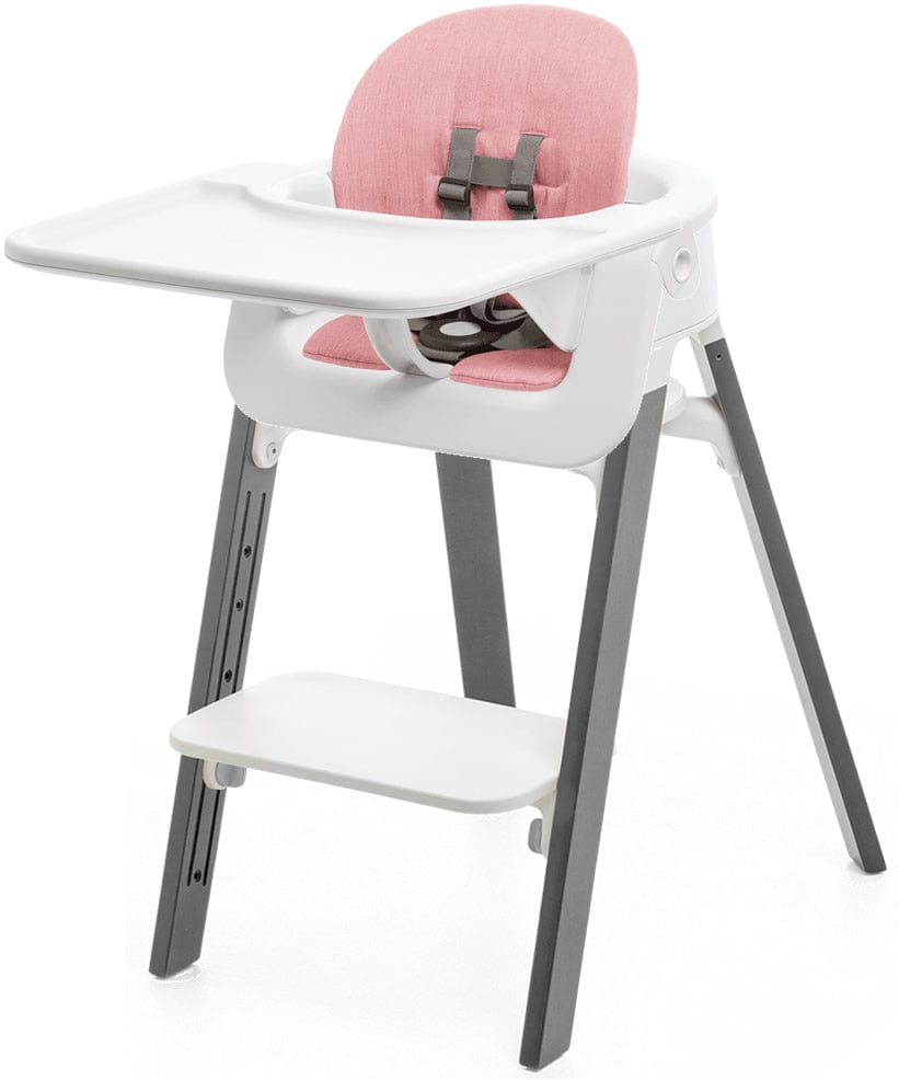 Stokke Steps Complete High Chair with Cushion - White/Storm Grey/Pink