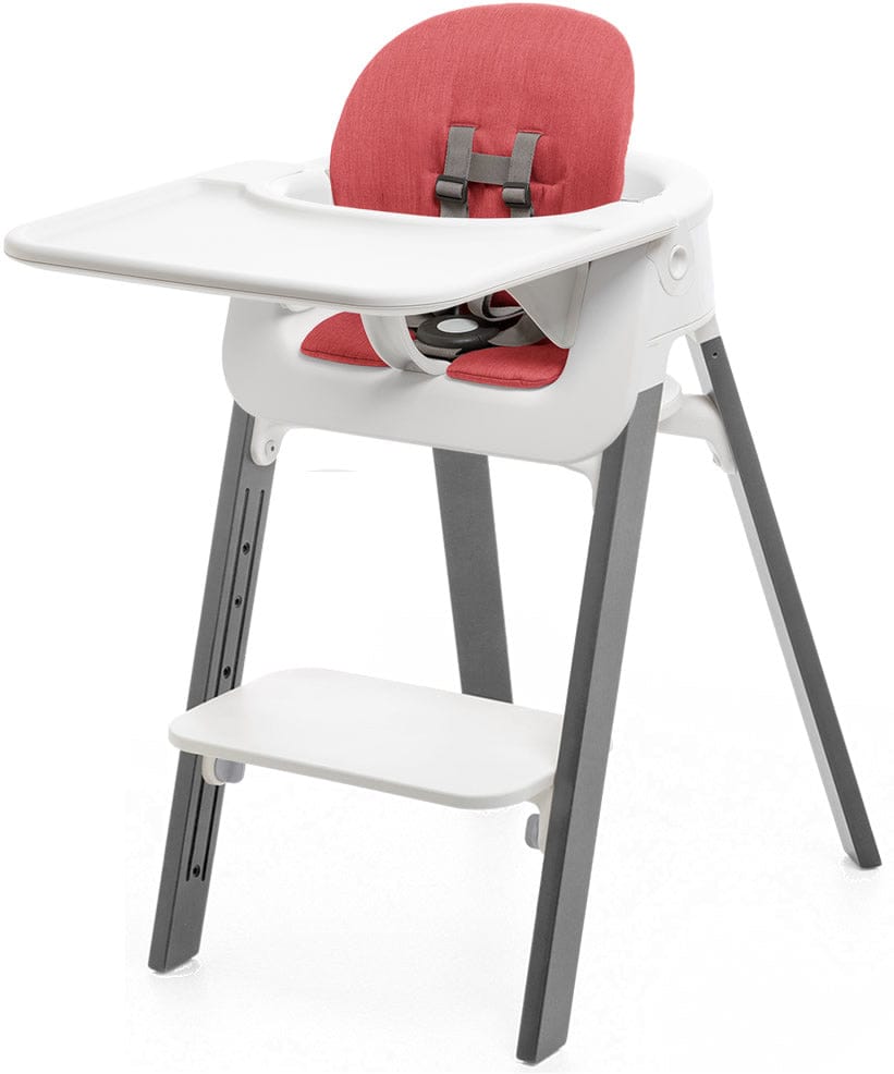 Stokke Steps Complete High Chair with Cushion - White/Storm Grey/Red