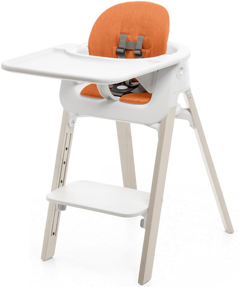 Stokke Steps Complete High Chair with Cushion - White/Whitewash/Orange