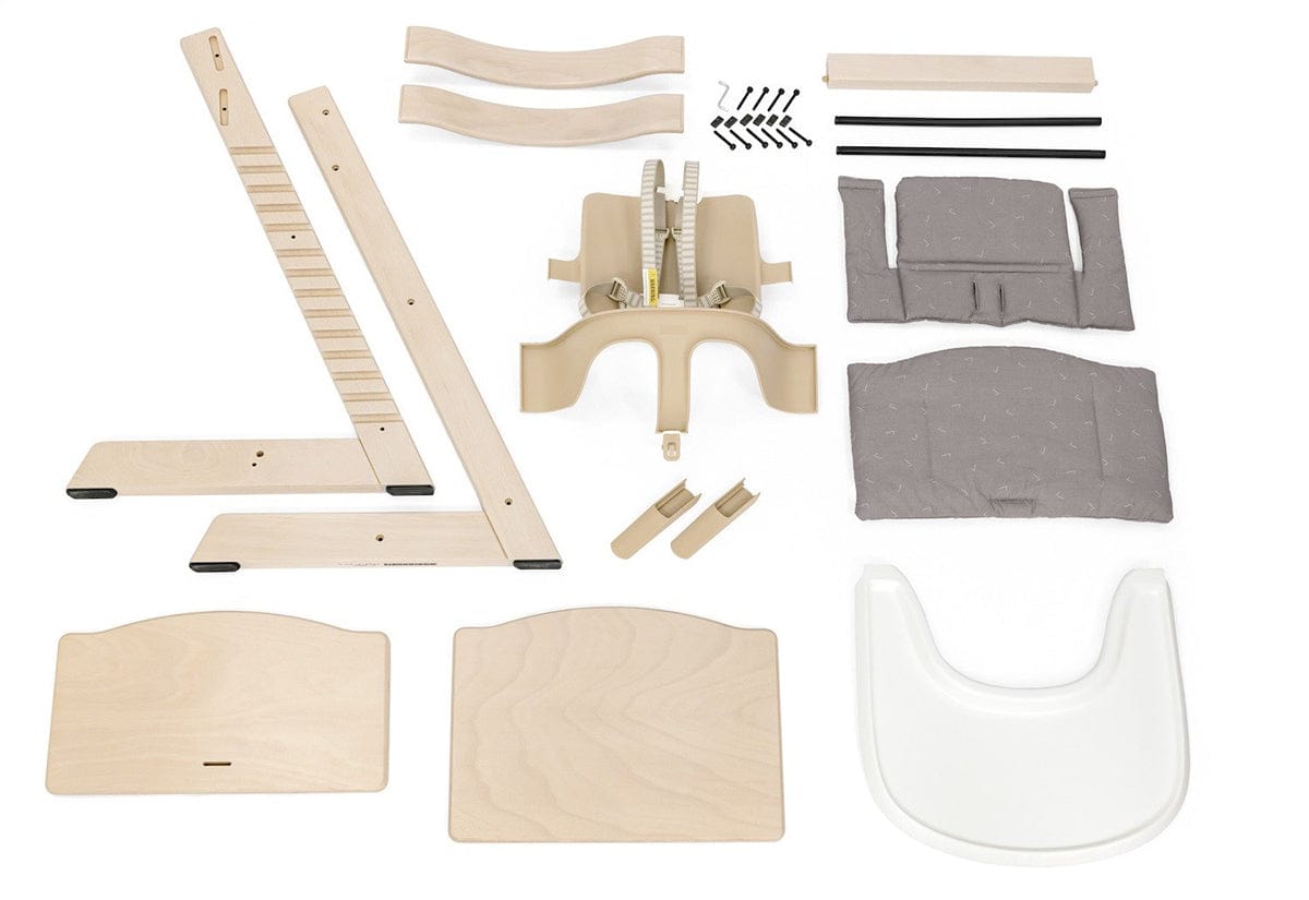 Tripp Trapp High Chair and Cushion with Stokke Tray -- Black/Nordic Grey