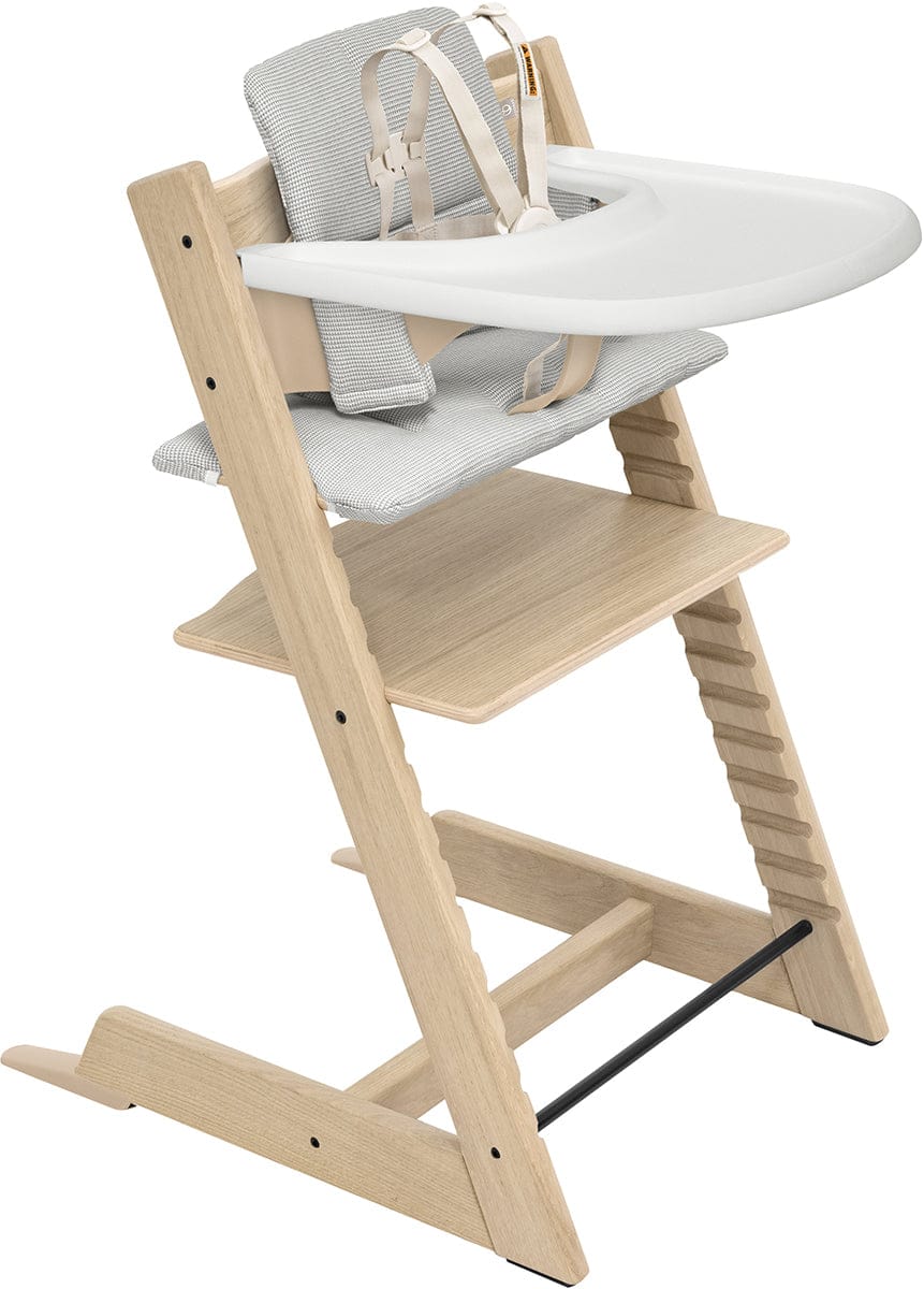 Stokke Tripp Trapp High Chair2 with Cushion, Newborn Set and Stokke Tray - Natural / Nordic Grey - 663000