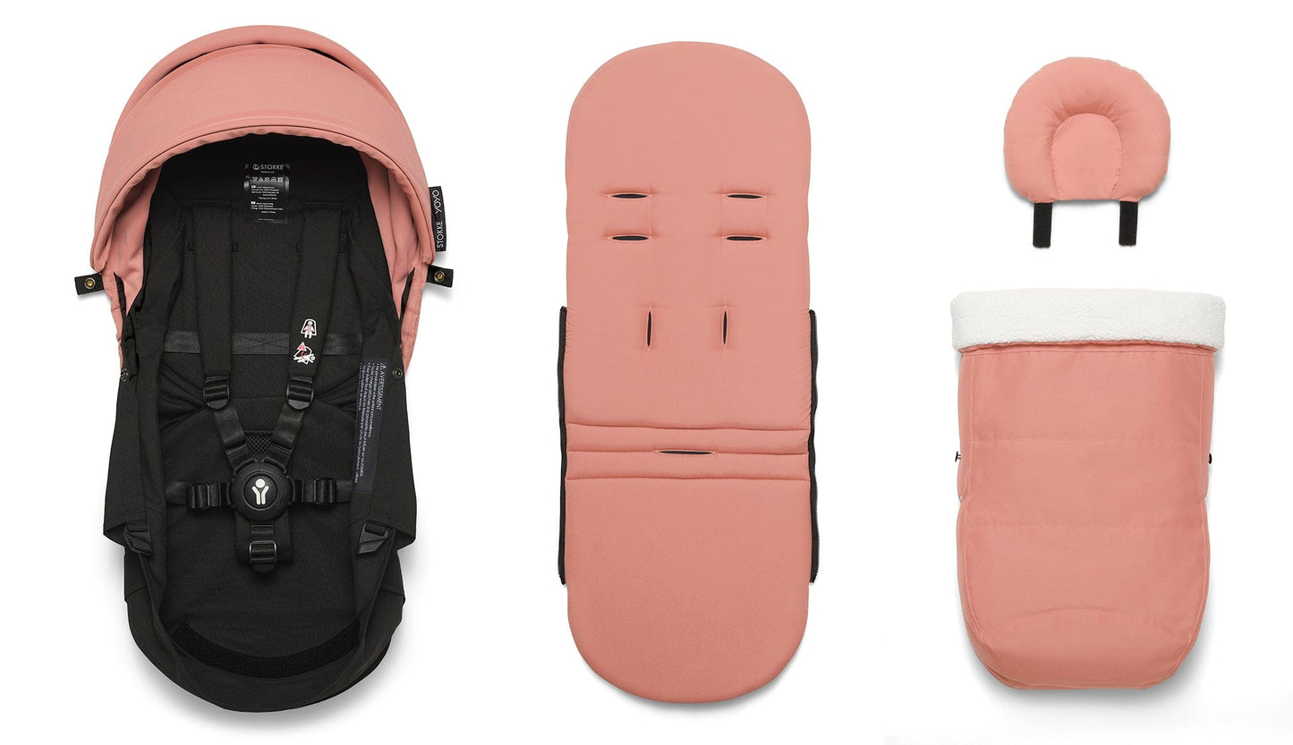 Stokke YOYO3 Ultra Compact Complete 0+/6+ Stroller Bundle - Black / Ginger - 653500-647906