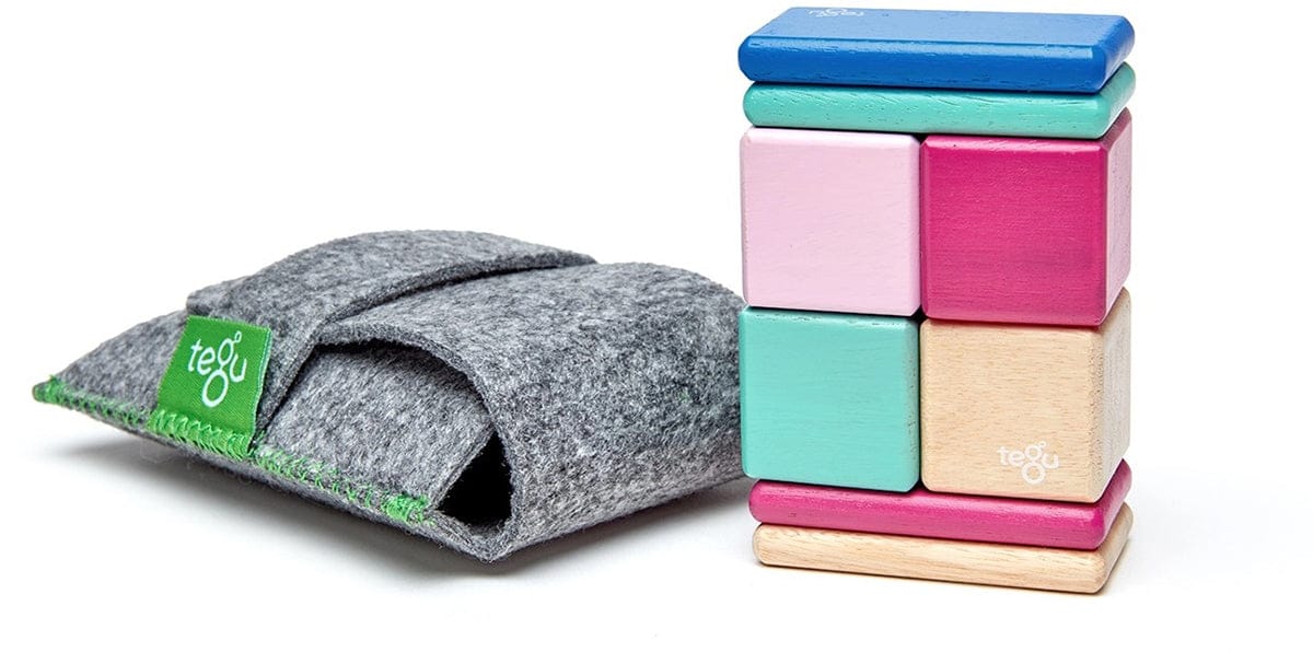 Tegu Pocket Pouch 8 Piece Magnetic Blocks - Blossom - POP-BSM-607T