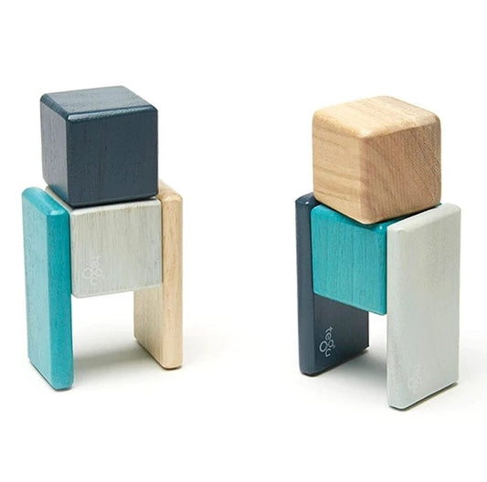 Tegu Pocket Pouch 8 Piece Magnetic Blocks - Blues - POP-BLU-508T