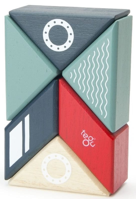 Tegu Travel Pals 6 Piece Magnetic Blocks - Tugboat - PAL-TBT-706T