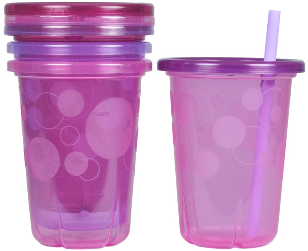 The First Years Take & Toss 10 oz. Spill-Proof Straw Cup (4ct) - Pink/Purple