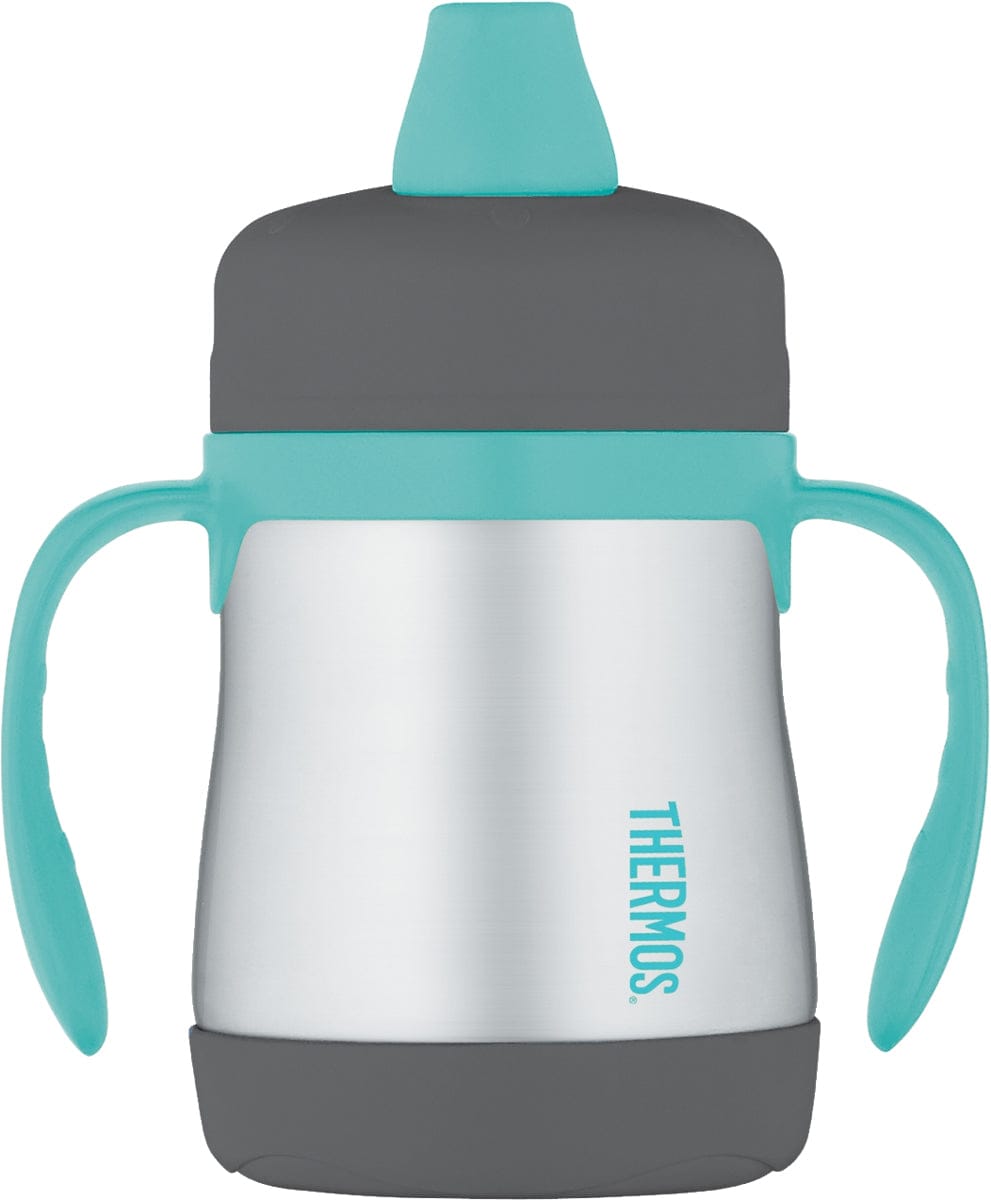 Thermos Foogo Leak-Proof Stainless Steel Soft Spout Sippy Cup - 7 Ounce - Charcoal/Teal - BS5004TS3